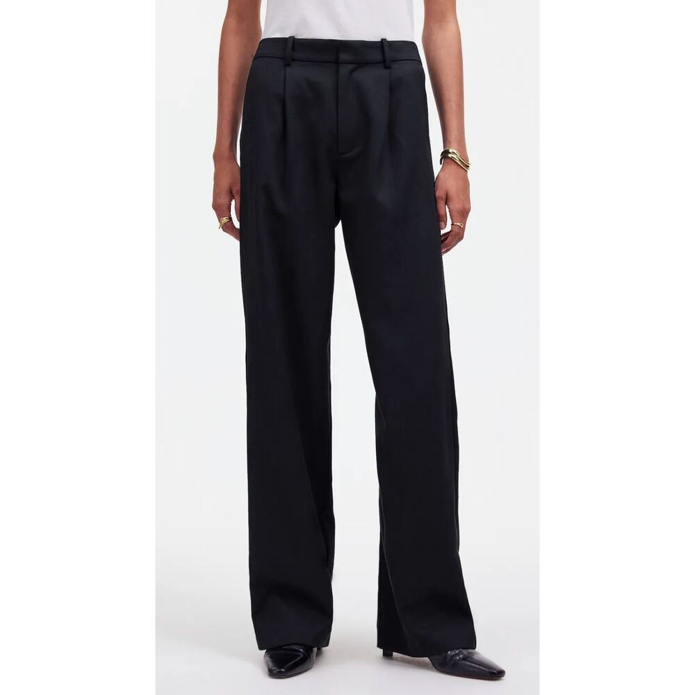 Madewell | NWT Petite Slouchy Straight Pants in Drapey Twill True Black | Sz P16